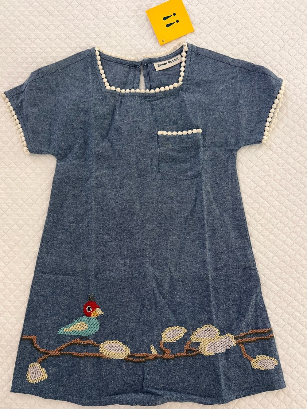 Roller Rabbit cross-stitch chambray kids dress